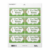 Mini champagne wijnfles label golf groen goud (Full Sheet)