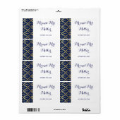 Mini champagne wijnfles label marineblauw goud (Full Sheet)