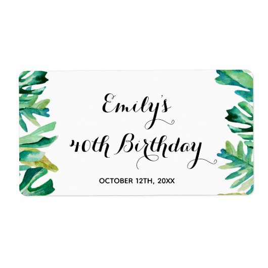 Mini champagneflesetiket botanisch tropisch etiket (Voorkant)