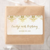 Mini champagnefleslabel goud damast verjaardag etiket (Insitu)