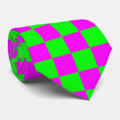 Mini Checkerboard, helder roze en kalkgroen Stropdas (Opgerold)