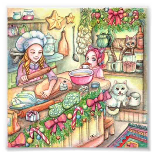 Mini Chef in de keuken Foto Afdruk (Voorkant)