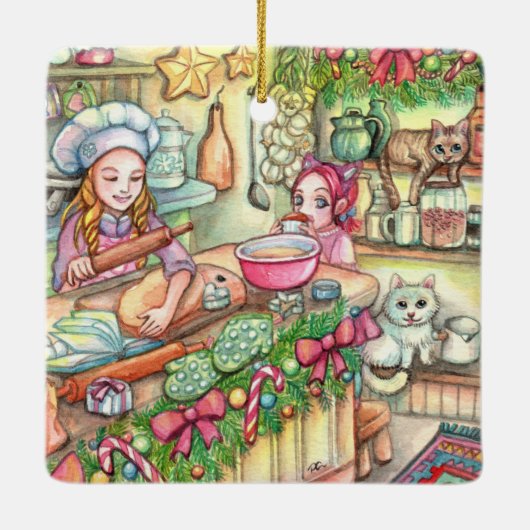 Mini Chef in de keuken Keramisch Ornament (Achterkant)