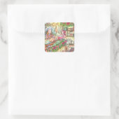 Mini Chef in de keuken Vierkante Sticker (Tas)