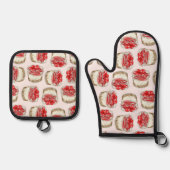 Mini Cherry Cheesecakes - Roze Ovenwant & Pannenlap Set (Voorkant)