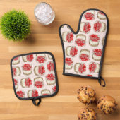 Mini Cherry Cheesecakes - Roze Ovenwant & Pannenlap Set (Top down)