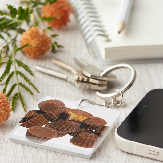 Mini-chocolade + pindakaas Behandelt Sleutelhanger (Voorkant Rechts)