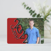 Mini Class of 2022 Red Photo Afstuderen Invitation Kaart (Staand voorkant)