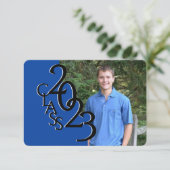 Mini Class of 2023 Blue Photo Invitation Kaart (Staand voorkant)
