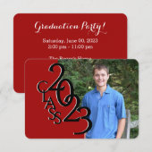 Mini Class of 2023 Red Photo Invitation Kaart (Voorkant / Achterkant)