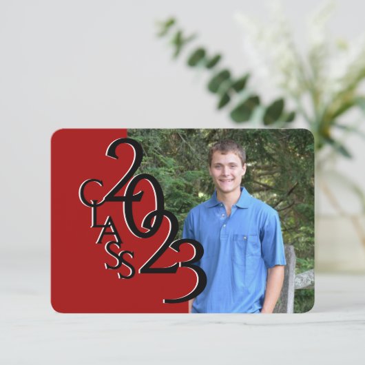 Mini Class of 2023 Red Photo Invitation Kaart (Staand voorkant)