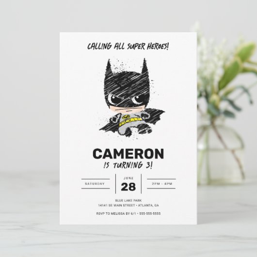 Mini Classic Batman Sketch Birthday Kaart (Staand voorkant)