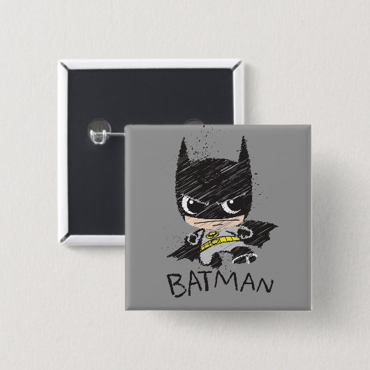 Mini Classic Batman Sketch Vierkante Button 5,1 Cm (Voorkant /achterkant)