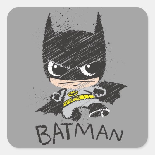 Mini Classic Batman Sketch Vierkante Sticker (Voorkant)