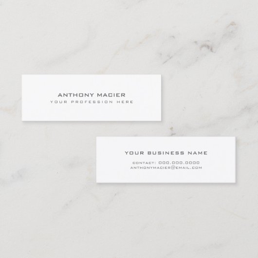 Mini Clear Plain White Minimal Pro Mini Visitekaartje (Voorkant / Achterkant)