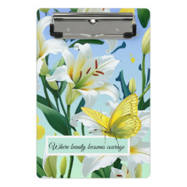 Mini Clip Board Gele Vlinder Witte Lelie Klembord