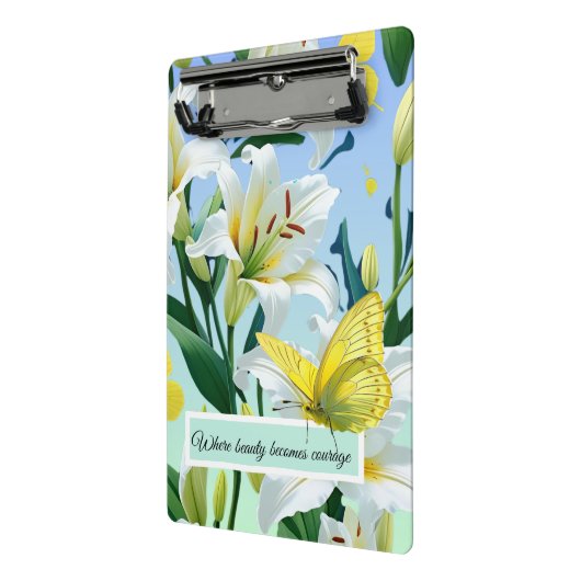 Mini Clip Board Gele Vlinder Witte Lelie Mini Klembord (Angled2)