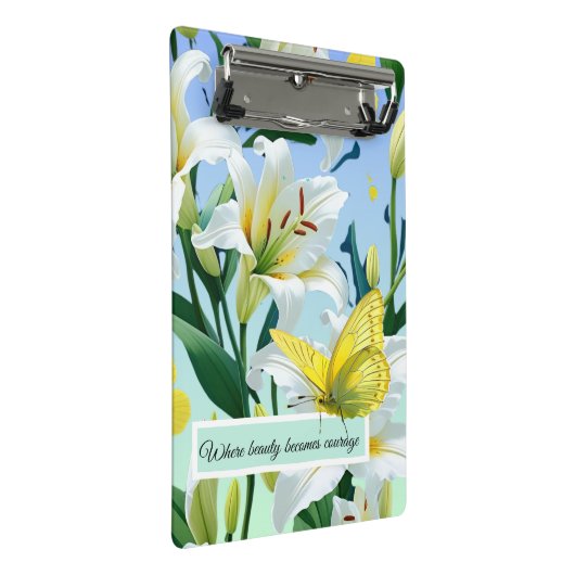 Mini Clip Board Gele Vlinder Witte Lelie Mini Klembord (Schuin)