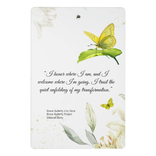 Mini Clip Board Gele Vlinder Witte Lelie Mini Klembord (Achterkant)