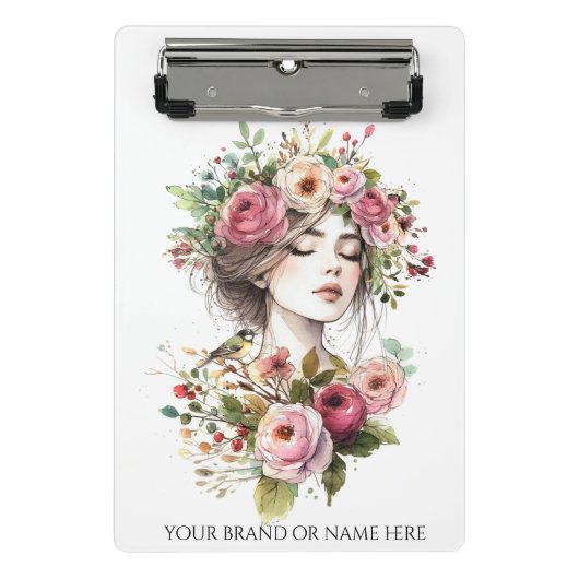 Mini Clipboard Women with Roses-Wreath Klembord (Voorkant)