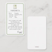 Mini Cocktail Kit Favor Recept Kaart Margarita (Voorkant / Achterkant)