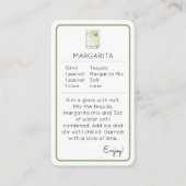 Mini Cocktail Kit Favor Recept Kaart Margarita (Voorkant)