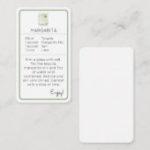 Mini Cocktail Kit Favor Recept Kaart Margarita (Voorkant / Achterkant)