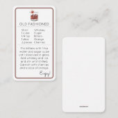 Mini Cocktail Kit Favor Recept Kaart Ouderwets (Voorkant / Achterkant)
