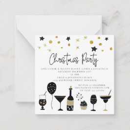 MINI | Cocktails Gold Black-kerstfeest uitnodiging