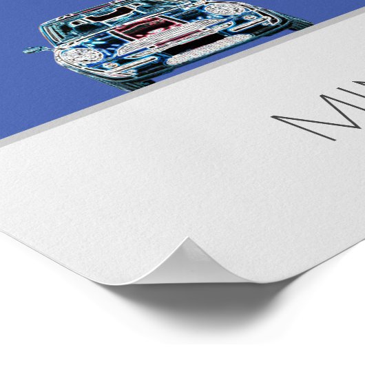 Mini Cooper blau Poster (Hoek)