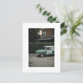 Mini cooper groen nummer 10 briefkaart (Staand voorkant)