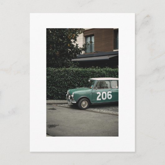 Mini cooper groen nummer 10 briefkaart (Voorkant)