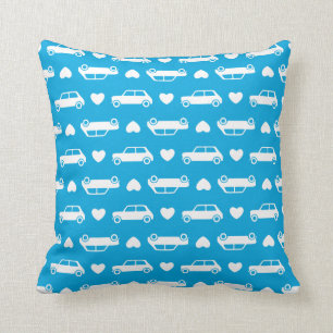 Mini Cooper Hearts - Bright Blue Pillow Kussen