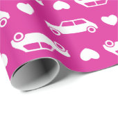 Mini Cooper Hearts - Helderroze omslagpapier Cadeaupapier (Rol Hoek)