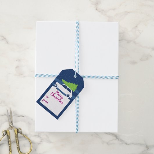 Mini Cooper-kerstverkeer Cadeaulabel (Met Touw)