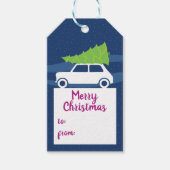 Mini Cooper-kerstverkeer Cadeaulabel (Voorkant)
