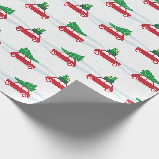 Mini Cooper-kerstverkeer Cadeaupapier (Hoek)