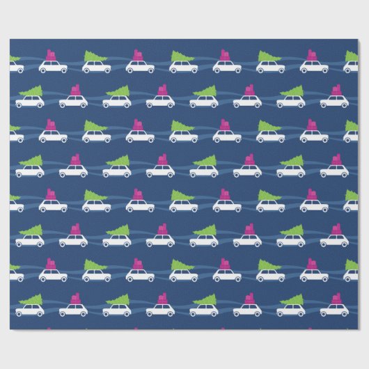 Mini Cooper-kerstverkeer Cadeaupapier (Vlak)