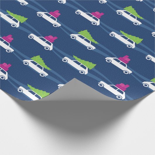 Mini Cooper-kerstverkeer Cadeaupapier (Hoek)