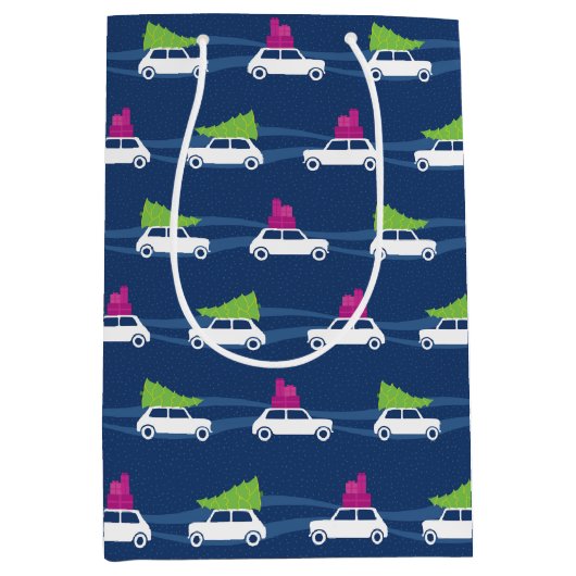 Mini Cooper-kerstverkeer Medium Cadeauzakje (Voorkant)