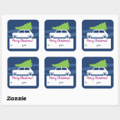 Mini Cooper-kerstverkeer Vierkante Sticker (Vel)