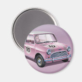 Mini Cooper S1 roze Magneet (Voorkant / Achterkant)