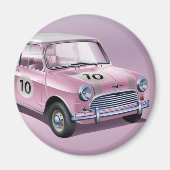Mini Cooper S1 roze Magneet (Voorkant)