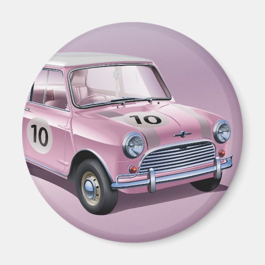 Mini Cooper S1 roze Magneet (Voorkant)