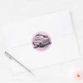 Mini Cooper S roze Ronde Sticker (Envelop)
