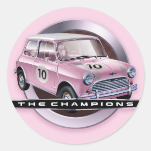 Mini Cooper S roze Ronde Sticker