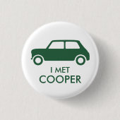 Mini Cooper Trading Pin - Green on White Ronde Button 3,2 Cm (Voorkant)