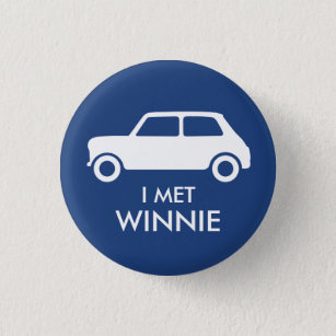 Mini Cooper Trading Pin - White on Blue Ronde Button 3,2 Cm