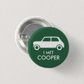 Mini Cooper Trading Pin - White on Green Ronde Button 3,2 Cm (Voorkant /achterkant)