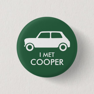 Mini Cooper Trading Pin - White on Green Ronde Button 3,2 Cm